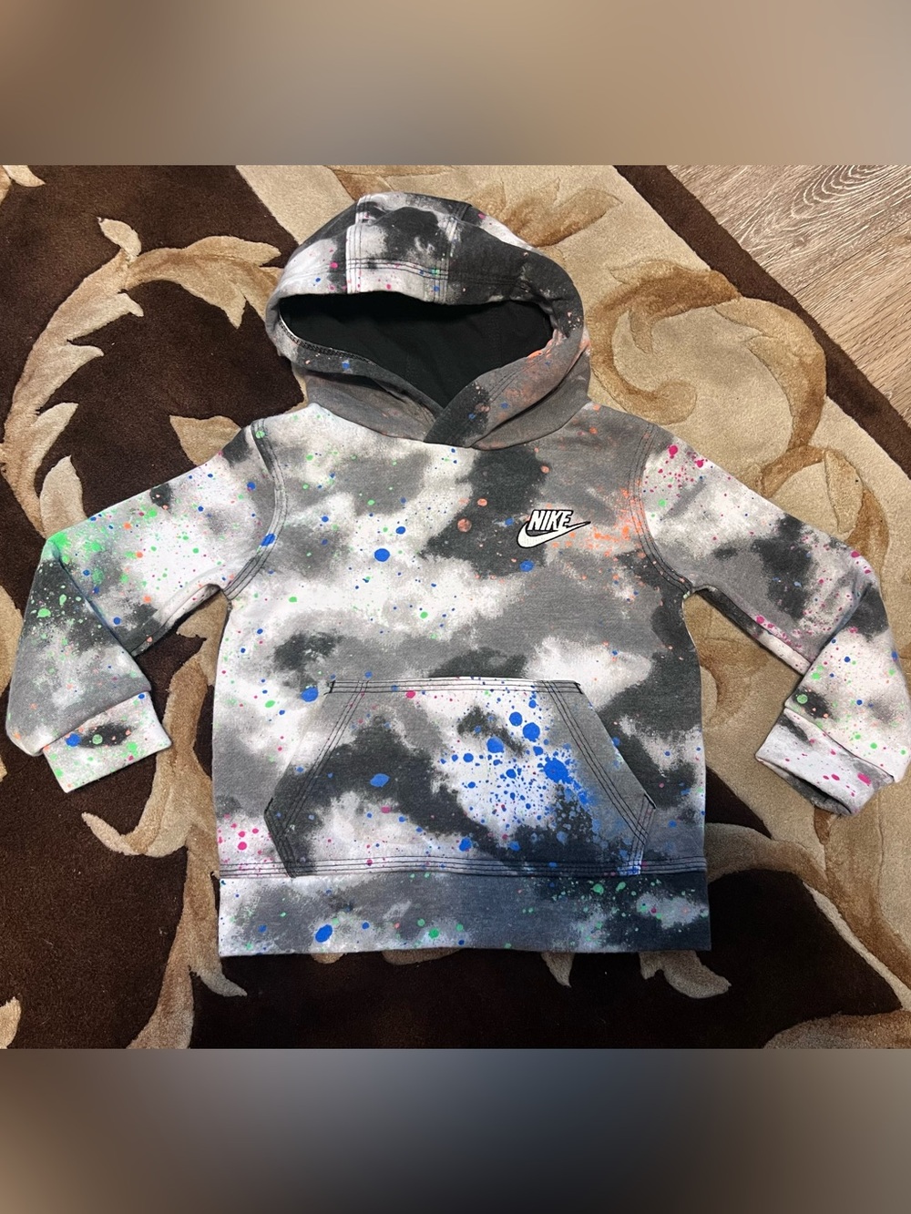 Nike Kids' Black Tie-Dye Splatter Hoodie 2t (1-2 years) toddler boys girls